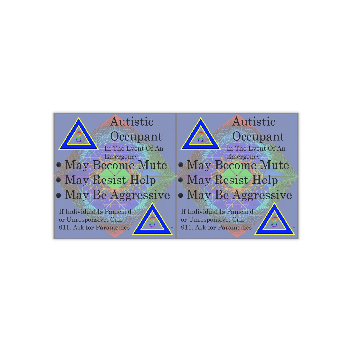 Autistic Occupant Safety Stickers - Discreet Version 1.1