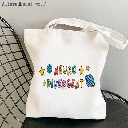 Autism, ADHD, ADD and other Neurodivergent Themed Re-Useable Canvas Shopping Bags - Autism Apparel