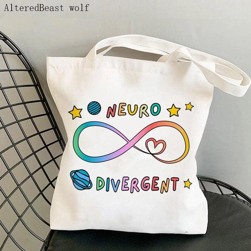 Autism, ADHD, ADD and other Neurodivergent Themed Re-Useable Canvas Shopping Bags - Autism Apparel