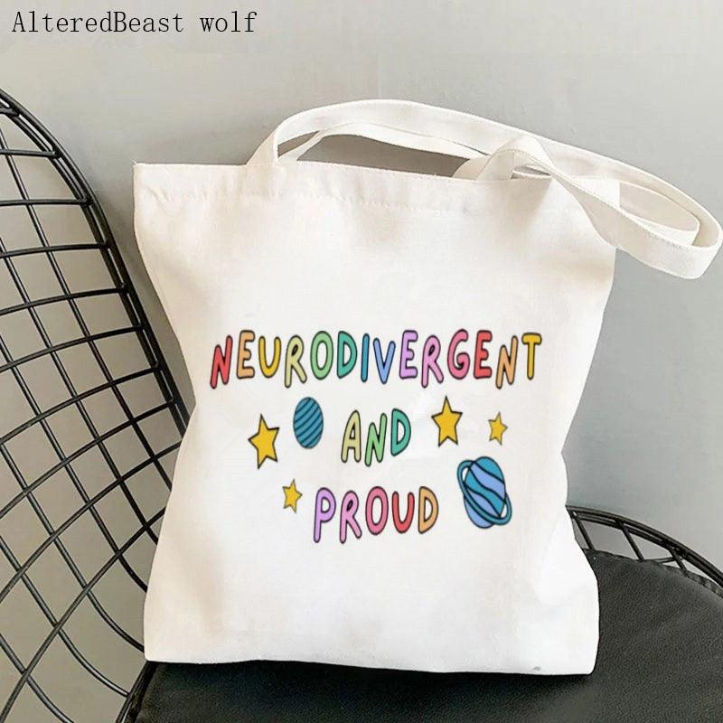 Autism, ADHD, ADD and other Neurodivergent Themed Re-Useable Canvas Shopping Bags - Autism Apparel