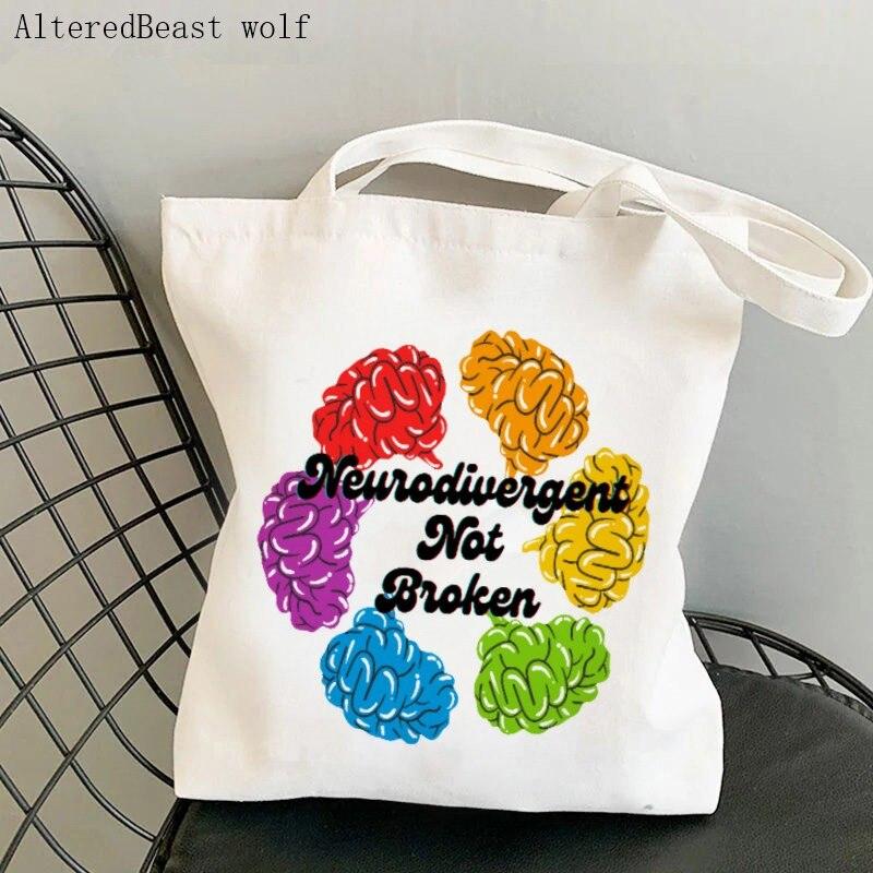 Autism, ADHD, Neurodivergent Not Broken Shopping Bag Canvas Shoulder Bag - Autism Apparel