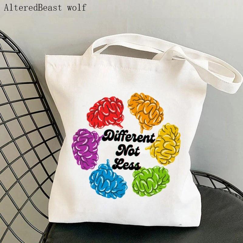 Autism, ADHD, Neurodivergent Not Broken Shopping Bag Canvas Shoulder Bag - Autism Apparel