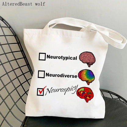 Autism, ADHD, Neurodivergent Not Broken Shopping Bag Canvas Shoulder Bag - Autism Apparel