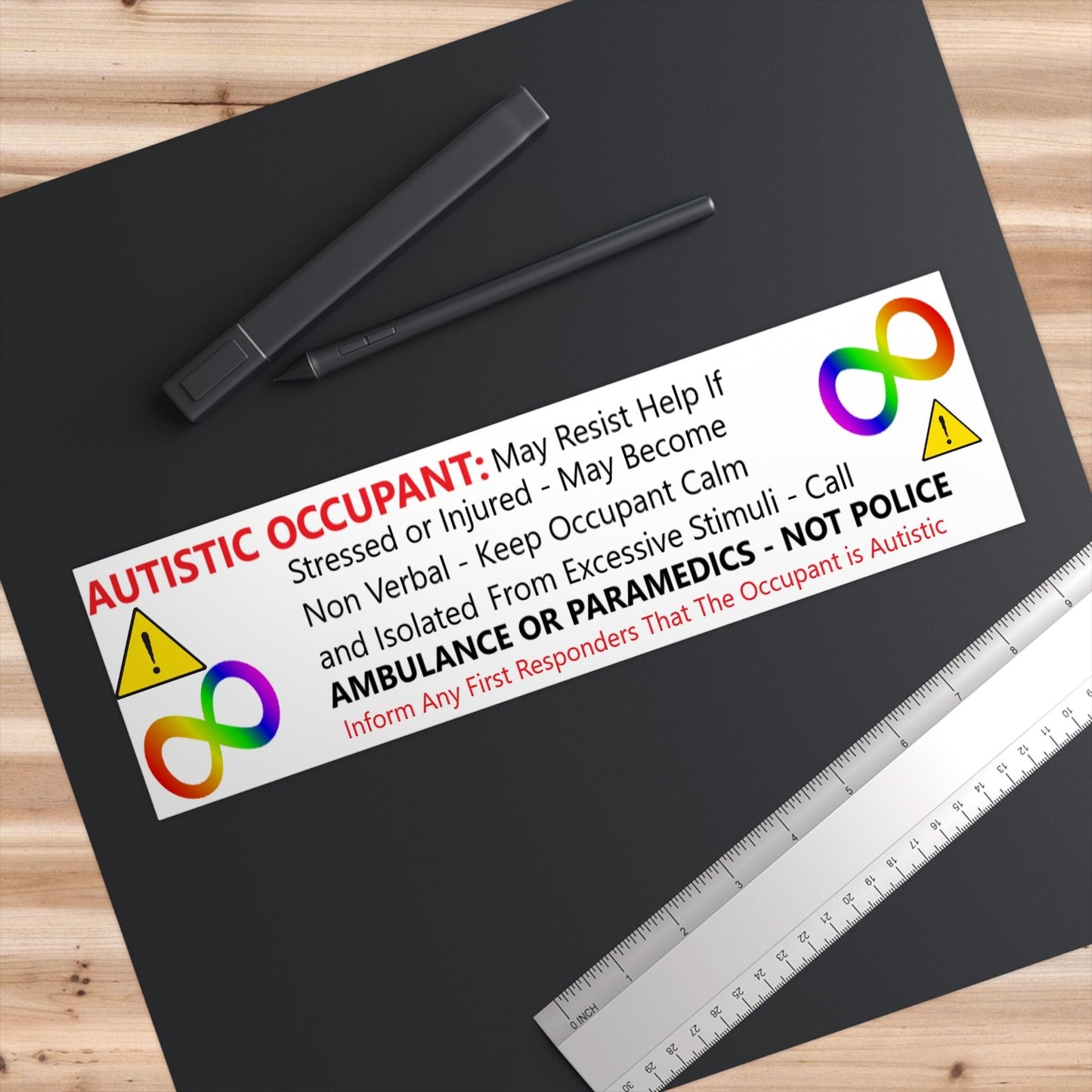 Autism Awareness - Autistic Occupant Safety Stickers for Car, Home, Work - Autism Apparel