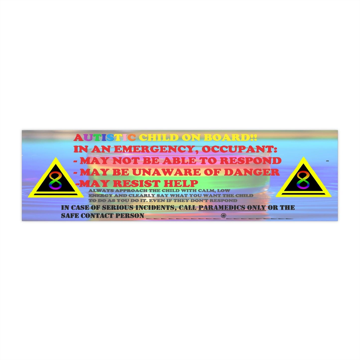 Autism Safety - Autistic Child Occupant Safety Stickers - Autism Apparel