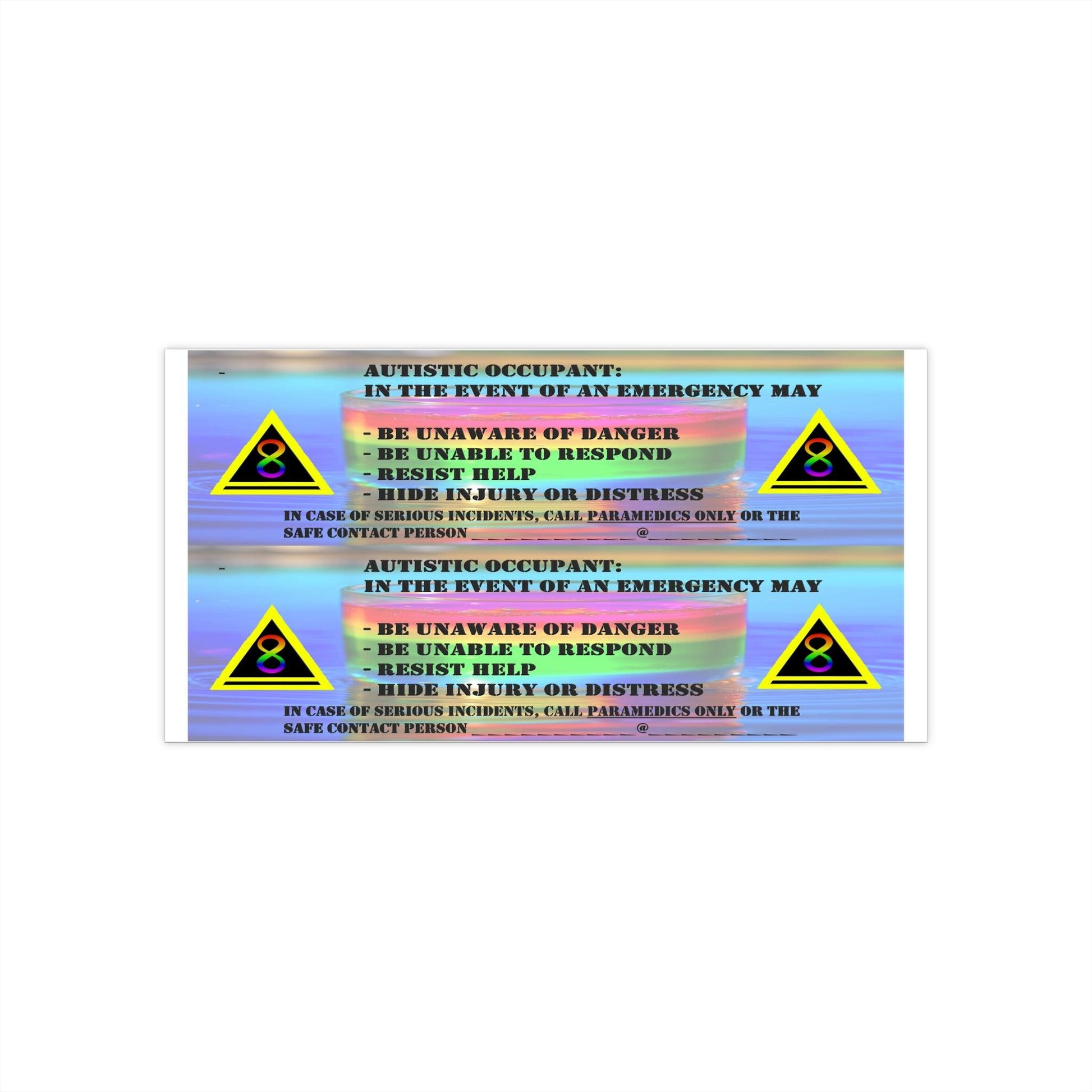 Autism Safety - Autistic Occupant Safety Stickers - Autism Apparel